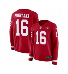 Women's Nike San Francisco 49ers #16 Joe Montana Limited Red Therma Long Sleeve NFL Jersey