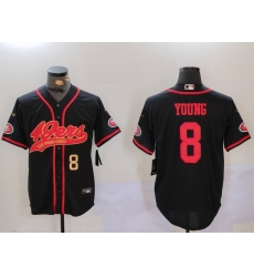 Men's San Francisco 49ers #8 Steve Young Black With Cool Base Stitched Baseball Jersey