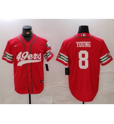 Men's San Francisco 49ers #8 Steve Young Red Mexico Cool Base Stitched Baseball Jersey