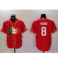 Men's San Francisco 49ers #8 Steve Young Red With Cool Base Stitched Baseball Jerseys