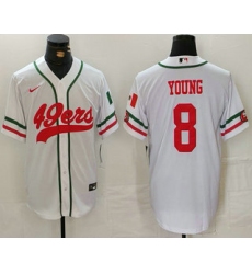 Men's San Francisco 49ers #8 Steve Young White Mexico Cool Base Stitched Baseball Jersey