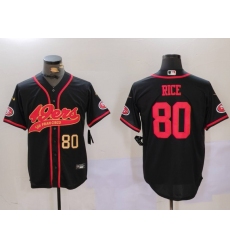 Men's San Francisco 49ers #80 Jerry Rice Black With Cool Base Stitched Baseball Jerseys