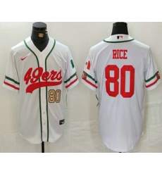 Men's San Francisco 49ers #80 Jerry Rice Number White Mexico Cool Base Stitched Baseball Jersey