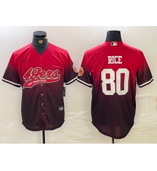 Men's San Francisco 49ers #80 Jerry Rice Red Black Cool Base Stitched Baseball Jersey