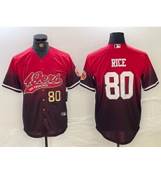 Men's San Francisco 49ers #80 Jerry Rice Red Black Cool Base Stitched Baseball Jerseys