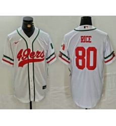 Men's San Francisco 49ers #80 Jerry Rice White Mexico Cool Base Stitched Baseball Jersey