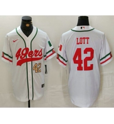 Men's San Francisco 49ers #42 Ronnie Lott Number White Mexico Cool Base Stitched Baseball Jersey