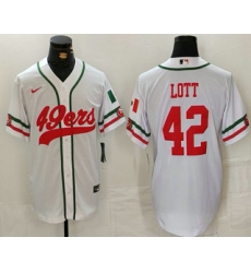 Men's San Francisco 49ers #42 Ronnie Lott White Mexico Cool Base Stitched Baseball Jersey