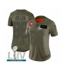 Women's San Francisco 49ers #88 Garrett Celek Limited Olive 2019 Salute to Service Super Bowl LIV Bound Football Jersey