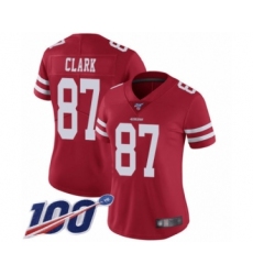 Women's San Francisco 49ers #87 Dwight Clark Red Team Color Vapor Untouchable Limited Player 100th Season Football Jersey