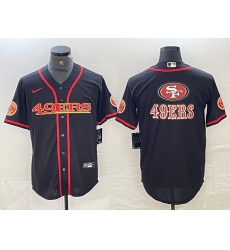 Men's San Francisco 49ers Big Logo Black Red Cool Base Stitched 2023 Baseball Jersey