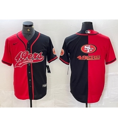 Men's San Francisco 49ers Big Logo Red Black White Blue Two Tone Stitched Baseball Jersey