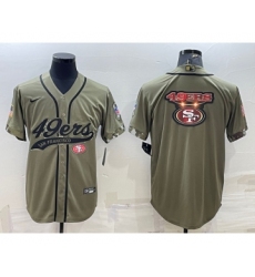 Men's San Francisco 49ers Olive Salute to Service Team Big Logo Cool Base Stitched Baseball Jersey