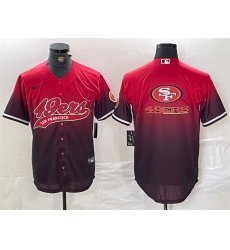Men's San Francisco 49ers Team Big Logo Red Black With Cool Base Stitched Baseball Jersey