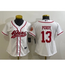 Women's San Francisco 49ers #13 Brock Purdy White With Patch Cool Base Stitched Baseball Jersey