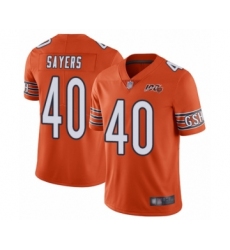 Men's Chicago Bears #40 Gale Sayers Orange Alternate 100th Season Limited Football Jersey