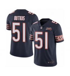 Men's Chicago Bears #51 Dick Butkus Navy Blue Team Color 100th Season Limited Football Jersey