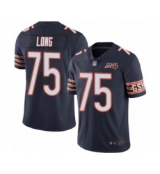 Men's Chicago Bears #75 Kyle Long Navy Blue Team Color 100th Season Limited Football Jersey