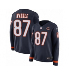 Women's Nike Chicago Bears #87 Tom Waddle Limited Navy Blue Therma Long Sleeve NFL Jersey