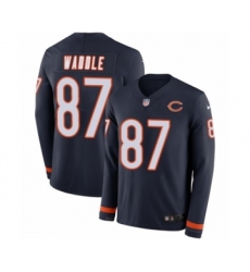 Youth Nike Chicago Bears #87 Tom Waddle Limited Navy Blue Therma Long Sleeve NFL Jersey