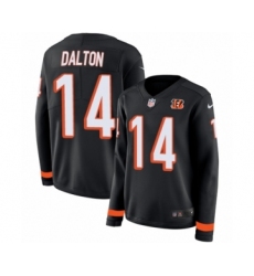 Women's Nike Cincinnati Bengals #14 Andy Dalton Limited Black Therma Long Sleeve NFL Jersey