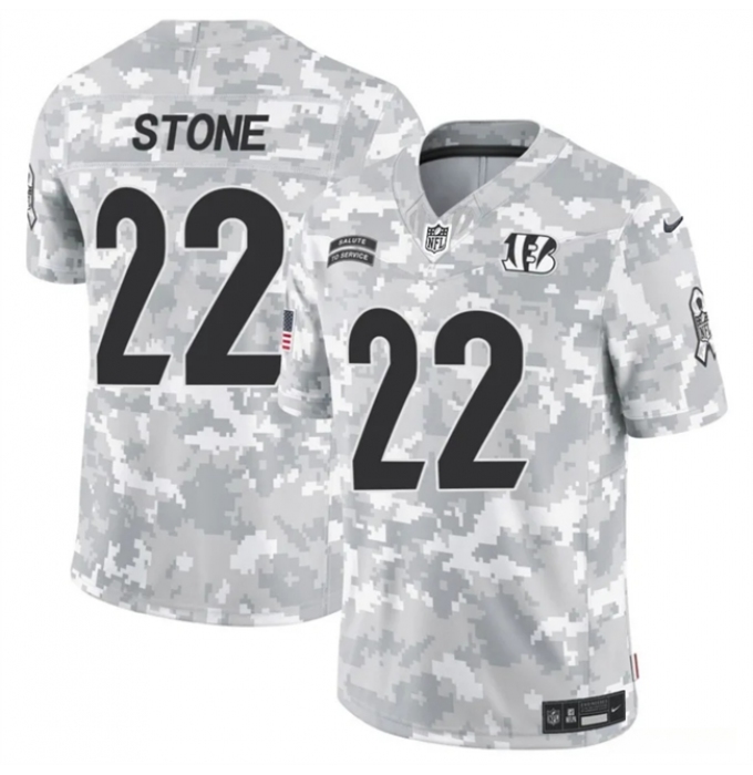 Men's Cincinnati Bengals #22 Geno Stone 2024 F.U.S.E Arctic Camo Salute To Service Limited Stitched Football Jersey