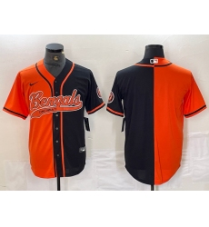 Men's Cincinnati Bengals Blank Orange Black Two Tone Cool Base Stitched Baseball Jersey