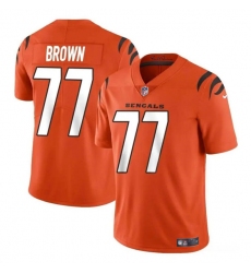 Youth Cincinnati Bengals #77 Trent Brown Orange Vapor Untouchable Limited Stitched Jersey