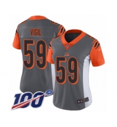 Women's Cincinnati Bengals #59 Nick Vigil Limited Silver Inverted Legend 100th Season Football Jersey