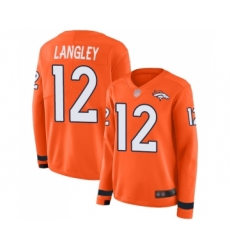 Women's Denver Broncos #12 Brendan Langley Limited Orange Therma Long Sleeve Football Jersey