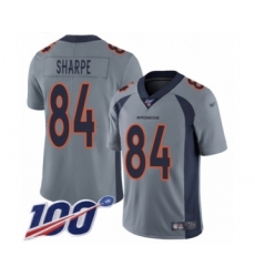 Youth Denver Broncos #84 Shannon Sharpe Limited Silver Inverted Legend 100th Season Football Jersey