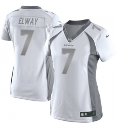 Women's Nike Denver Broncos #7 John Elway Limited White Platinum NFL Jersey