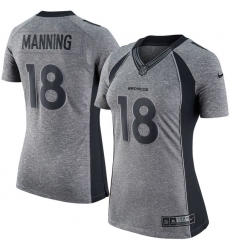 Women's Nike Denver Broncos #18 Peyton Manning Limited Gray Gridiron NFL Jersey