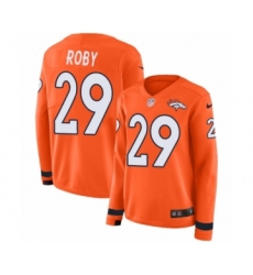 Women's Nike Denver Broncos #29 Bradley Roby Limited Orange Therma Long Sleeve NFL Jersey