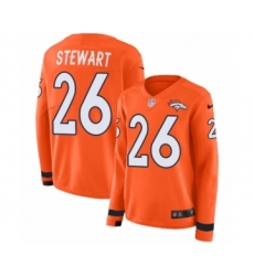 Women's Nike Denver Broncos #26 Darian Stewart Limited Orange Therma Long Sleeve NFL Jersey