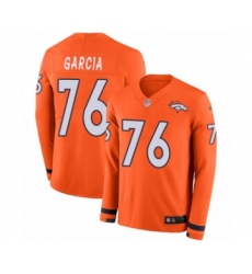 Men's Nike Denver Broncos #76 Max Garcia Limited Orange Therma Long Sleeve NFL Jersey