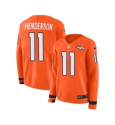 Women's Nike Denver Broncos #11 Carlos Henderson Limited Orange Therma Long Sleeve NFL Jersey