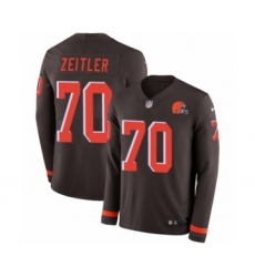 Youth Nike Cleveland Browns #70 Kevin Zeitler Limited Brown Therma Long Sleeve NFL Jersey