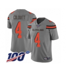 Men's Cleveland Browns #4 Britton Colquitt Limited Gray Inverted Legend 100th Season Football Jersey