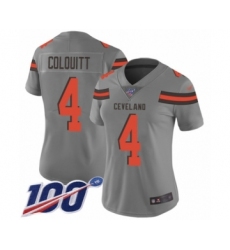 Women's Cleveland Browns #4 Britton Colquitt Orange Alternate Vapor Untouchable Limited Player 100th Season Football Jersey