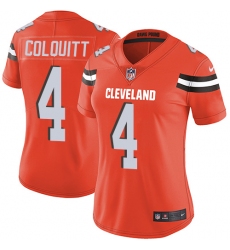 Women's Nike Cleveland Browns #4 Britton Colquitt Orange Alternate Vapor Untouchable Limited Player NFL Jersey