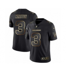Men Tampa Bay Buccaneers #3 Jameis Winston Black Golden Edition 2019 Vapor Untouchable Limited Jersey