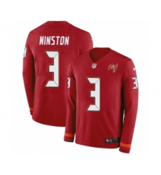 Men's Nike Tampa Bay Buccaneers #3 Jameis Winston Limited Red Therma Long Sleeve NFL Jersey