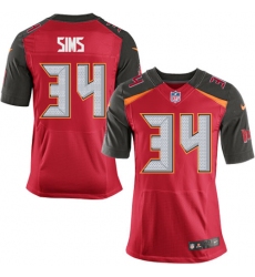 Men's Nike Tampa Bay Buccaneers #34 Charles Sims Elite Red Team Color NFL Jersey