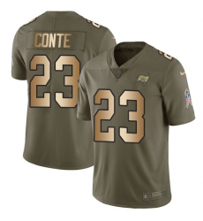 Men's Nike Tampa Bay Buccaneers #23 Chris Conte Limited Olive/Gold 2017 Salute to Service NFL Jersey