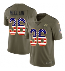 Youth Nike Tampa Bay Buccaneers #36 Robert McClain Limited Olive/USA Flag 2017 Salute to Service NFL Jersey