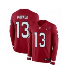 Youth Nike Arizona Cardinals #13 Kurt Warner Limited Red Therma Long Sleeve NFL Jersey