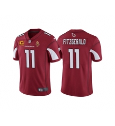 Men's Arizona Cardinals #11 Larry Fitzgerald Red With C Patch & Walter Payton Patch Limited Stitched Jersey