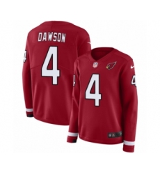 Women's Nike Arizona Cardinals #4 Phil Dawson Limited Red Therma Long Sleeve NFL Jersey
