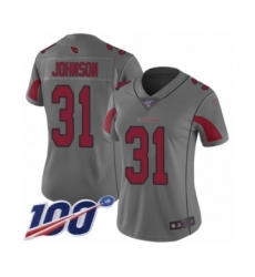 Women's Arizona Cardinals #31 David Johnson Limited Silver Inverted Legend 100th Season Football Jersey